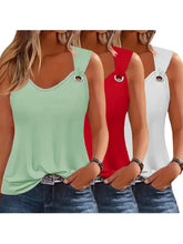 Three-Pack Women's Tank Tops Summer Halter Neck Loose Fit Eyelet Sleeveless Shirt Solid Color Basic Shirts
