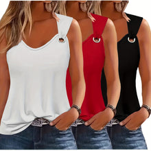 Three-Pack Women's Tank Tops Summer Halter Neck Loose Fit Eyelet Sleeveless Shirt Solid Color Basic Shirts