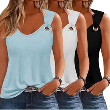 Three-Pack Women's Tank Tops Summer Halter Neck Loose Fit Eyelet Sleeveless Shirt Solid Color Basic Shirts