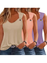 Three-Pack Women's Tank Tops Summer Halter Neck Loose Fit Eyelet Sleeveless Shirt Solid Color Basic Shirts