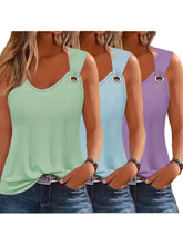 Three-Pack Women's Tank Tops Summer Halter Neck Loose Fit Eyelet Sleeveless Shirt Solid Color Basic Shirts