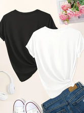 Women's 2pcs Set - Heart Print T-Shirt, Casual Round Neck Short Sleeve, Machine Washable Polyester - Perfect Spring/Summer Fashion Choice