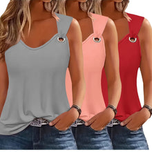 Three-Pack Women's Tank Tops Summer Halter Neck Loose Fit Eyelet Sleeveless Shirt Solid Color Basic Shirts