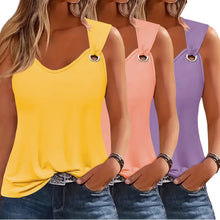 Three-Pack Women's Tank Tops Summer Halter Neck Loose Fit Eyelet Sleeveless Shirt Solid Color Basic Shirts