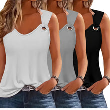Three-Pack Women's Tank Tops Summer Halter Neck Loose Fit Eyelet Sleeveless Shirt Solid Color Basic Shirts