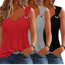 Three-Pack Women's Tank Tops Summer Halter Neck Loose Fit Eyelet Sleeveless Shirt Solid Color Basic Shirts