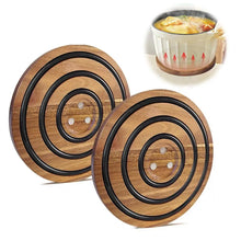 Table Mat Wooden Magnetic Pot Coaster Trivet Set with Anti-slip Silicone Rings Heat-resistant for Pots for Hot