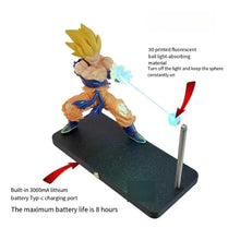 NIKOLATOY Dragon Ball Super Saiyan Son Goku Chaozu Figure Dynamic Wave Kamehameha Wave Night Light Decoration Ornament Toys Gift