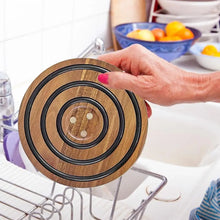 Table Mat Wooden Magnetic Pot Coaster Trivet Set with Anti-slip Silicone Rings Heat-resistant for Pots for Hot