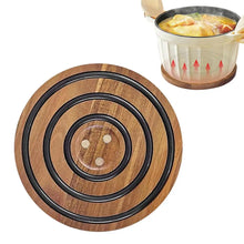 Table Mat Wooden Magnetic Pot Coaster Trivet Set with Anti-slip Silicone Rings Heat-resistant for Pots for Hot