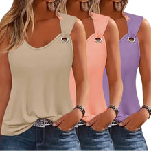Three-Pack Women's Tank Tops Summer Halter Neck Loose Fit Eyelet Sleeveless Shirt Solid Color Basic Shirts