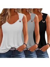 Three-Pack Women's Tank Tops Summer Halter Neck Loose Fit Eyelet Sleeveless Shirt Solid Color Basic Shirts