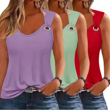 Three-Pack Women's Tank Tops Summer Halter Neck Loose Fit Eyelet Sleeveless Shirt Solid Color Basic Shirts