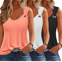 Three-Pack Women's Tank Tops Summer Halter Neck Loose Fit Eyelet Sleeveless Shirt Solid Color Basic Shirts